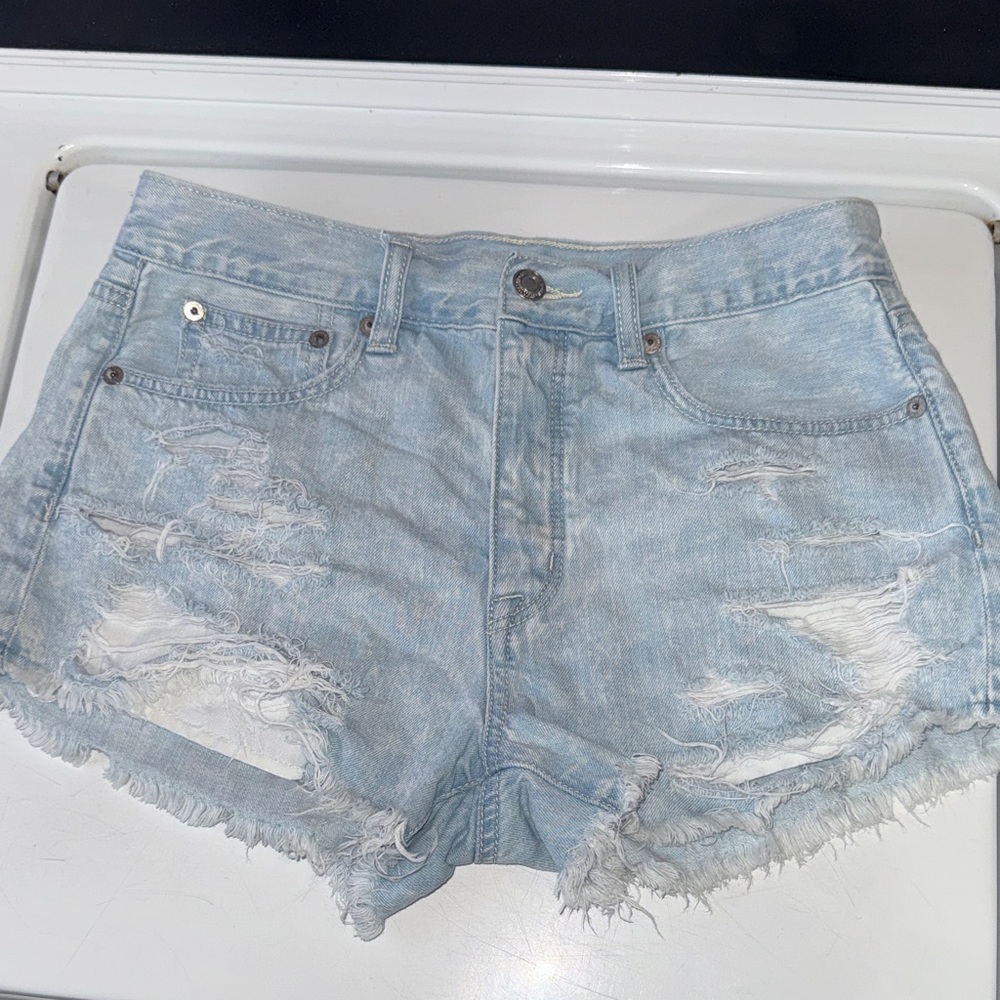 American Eagle Outfitters Light Wash Distressed Jean Shorts